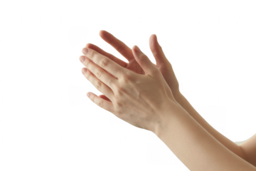 Two hands with palms facing upwards isolated on a transparent background