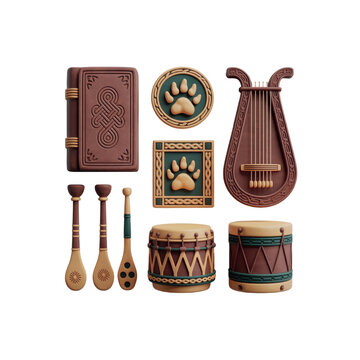 3D Clay Icons for Finland&rsquo;s Kalevala Day  Rune Book, Folk Instruments & Nordic Patterns