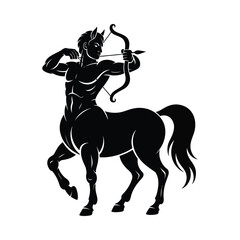 Obraz premium Centaur archer silhouette on white background