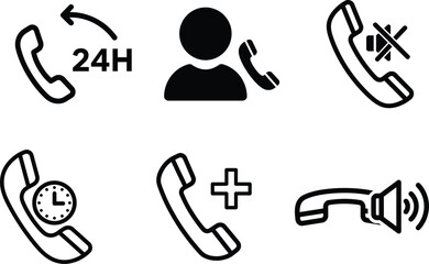 phone icons with various symbols and markings for communication and support services