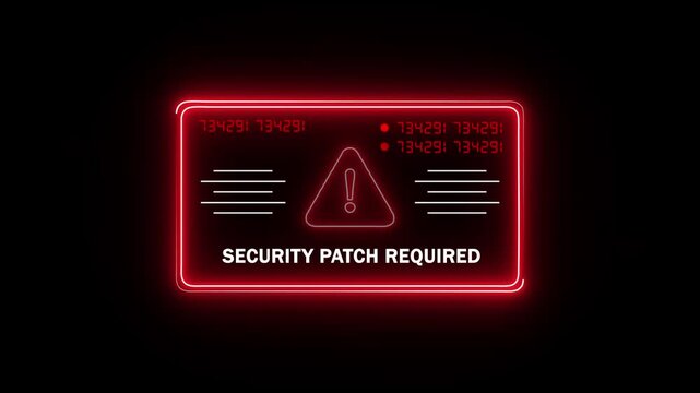  security patch required Alert. Warning security breach computer hacking warning message hacked Warning symbol on the screen privacy protection data hacking malware virus Danger sign.4k video
