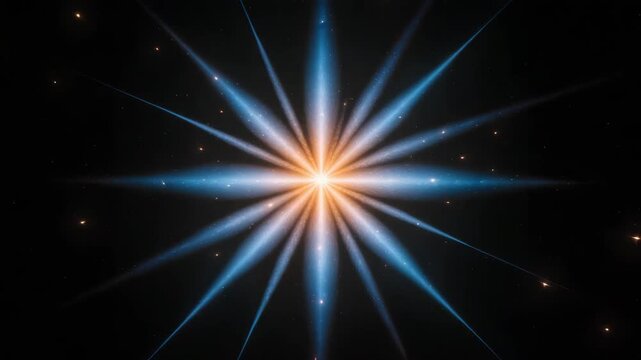 A glowing blue planet shines in a dark galaxy cosmos background with bright stars, energy laser rays, and a disco light burst design featuring empty space for text A glowing blue planet shines  4k hd 