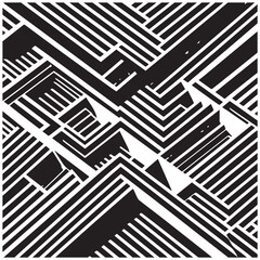 This image features an intricate black and white geometric pattern