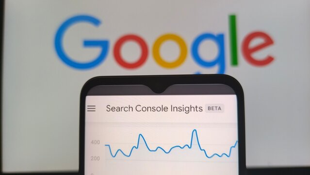 Google Search Console Insights on smartphone screen
