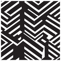 This image features an intricate black and white pattern composed of geometric shapes and lines