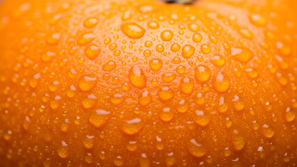 Orange peel texture with water drops close up