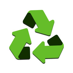 Green recycling symbol isolated on transparent background