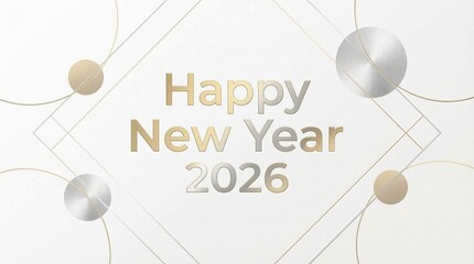Elegant New Year 2026 greeting with gold typography on dark background.