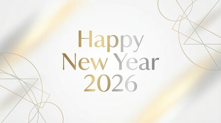 Elegant New Year 2026 greeting with gold typography on dark background.
