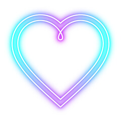double neon glowing heart line illustration with vibrant love colors, romantic light effect symbol for valentine design