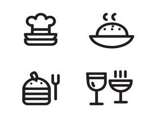 A simple and elegant set of nice restaurant menu themed vector line icons