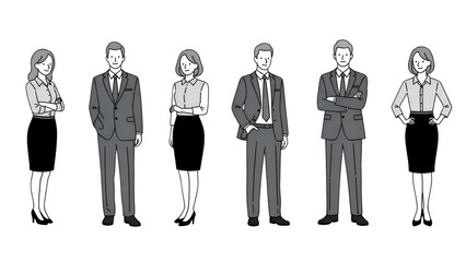 Group of business professionals standing in a line