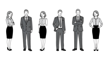 Group of business professionals standing in a line