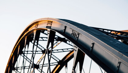 Curved Steel Bridge Arch with Cable Details.