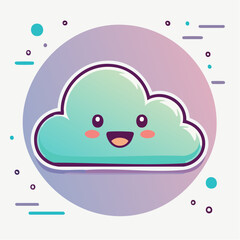 Cute cartoon cloud with a happy face on a gradient background.