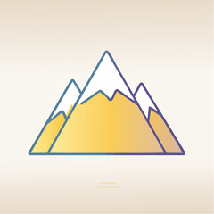 Illustration of three mountains with snow-capped peaks and a yellow gradient.