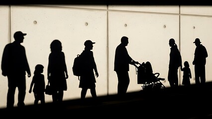 Silhouettes of Travelers in Transit