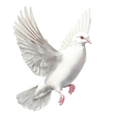 Fototapeta premium White Dove in Flight Isolated on transparent background