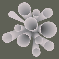 A group of white tubes and dark grey background design