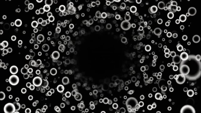 A swirling vortex of circles converges into a dark center, creating a mesmerizing abstract pattern