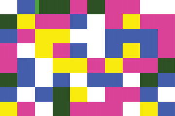 Vibrant pixel art composition with colorful squares