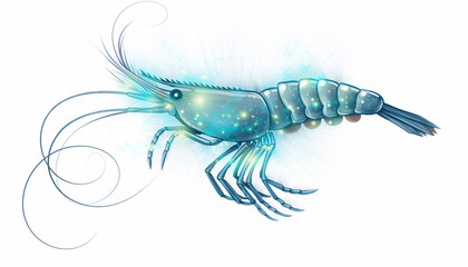 Vibrant Blue Shrimp Illustration for Seafood Theme.