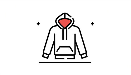 Minimal Line Art Hoodie with Heart Emblem.