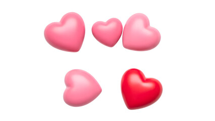 Obraz premium Collection of pink and red heart shapes on white background