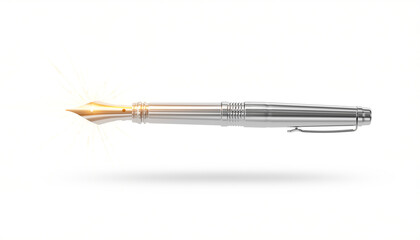Elegant Fountain Pen Close Up with Metal Nib and Shine.