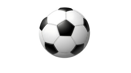 Naklejka premium A close-up image of a classic black and white soccer ball, a symbol of sport and competition. The ball is resting, ready for the next play