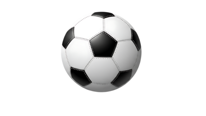 A close-up image of a classic black and white soccer ball, a symbol of sport and competition. The ball is resting, ready for the next play