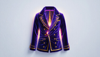Luxurious Purple Velvet Blazer with Gold Trim.