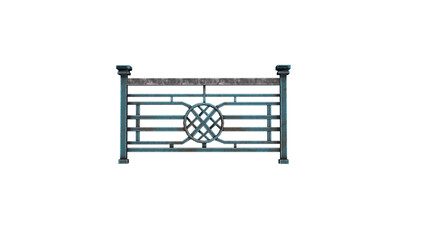 正面から見た金属製の柄のある柵のイラスト