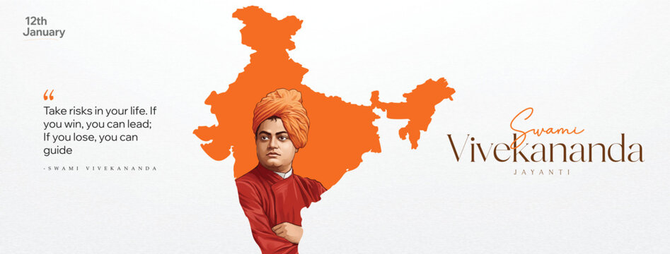 Swami Vivekananda Jayanti National Youth Day Inspirational Tribute Design on 12 January for Social Media Post, Web Banner, Poster, and Print