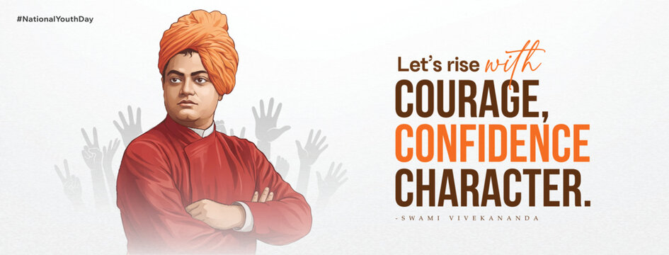Swami Vivekananda Jayanti National Youth Day Inspirational Tribute Design on 12 January for Social Media Post, Web Banner, Poster, and Print