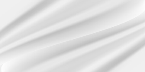 Smooth white gradient background. Soft liquid wallpaper. Silk nacre color texture for banner, flyer, presentation, graphic design. Abstract blurred wavy backdrop cover. Vector illustration