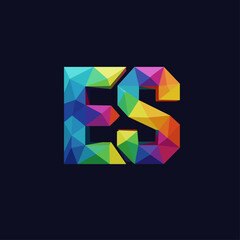 ES letter logo, letter , logo design, polygon , 3d, ES