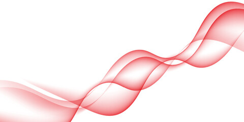 Abstract Red Wave Flow Background on White, Smooth Transparent Curves