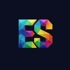 ES letter logo, letter , logo design, polygon , 3d, ES