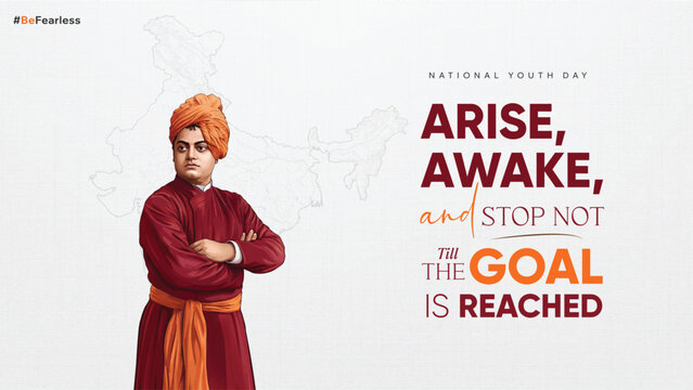 Swami Vivekananda Jayanti National Youth Day Inspirational Tribute Design on 12 January for Social Media Post, Web Banner, Poster, and Print