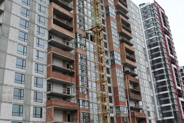facade of a house under construction, modern residential building