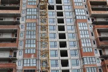 high rise apartment building, the facade of the new building