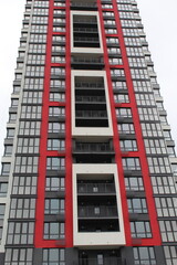 high rise apartment building, the facade of the new building