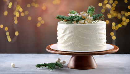 White Cake On Cake Stand