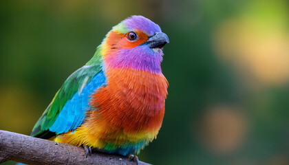 Vibrant Multicolored Bird With Orange Pink Blue And Green Feathers Perched On A Branch