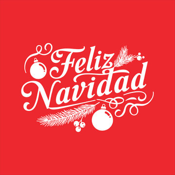 Feliz Navidad &ndash; Elegante blanca caligraf&iacute;a sobre fondo rojo