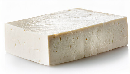 Isolated Block Of White Tofu Cube On Transparent Background