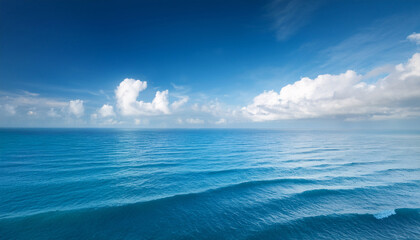 Serene Abstract Sky Ocean Cloud Landscape With Soft Blue Waves And Dreamy Horizon Water Background