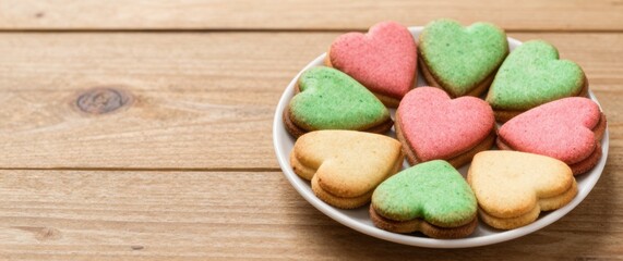 Delightful heart-shaped cookies for valentine's day online shopping cozy home kitchen food photography warm atmosphere sweet treats concept