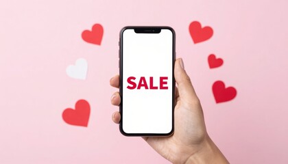 Exciting valentine's day online shopping sale on mobile heartfelt promotions vibrant environment engaging viewpoint